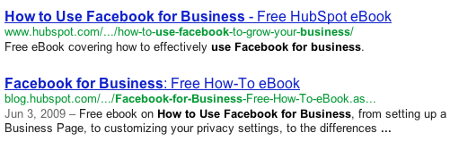 facebook for business serp placement