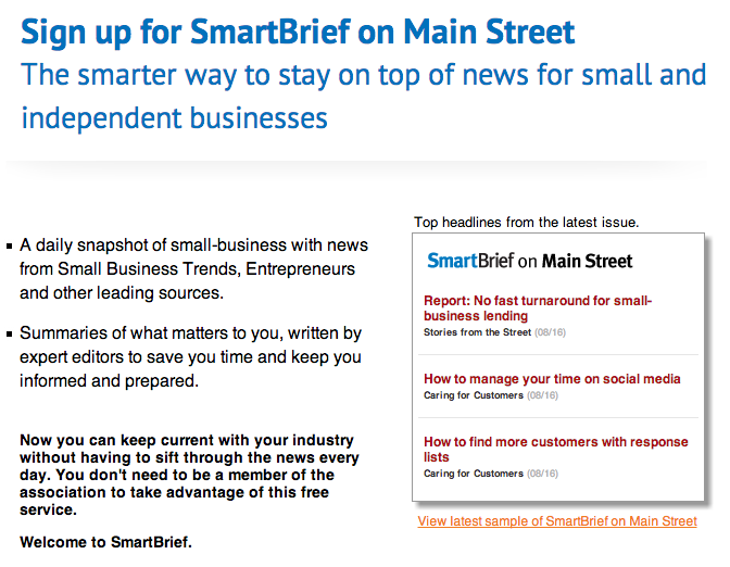 SmartBriefのメールマガジンの例
