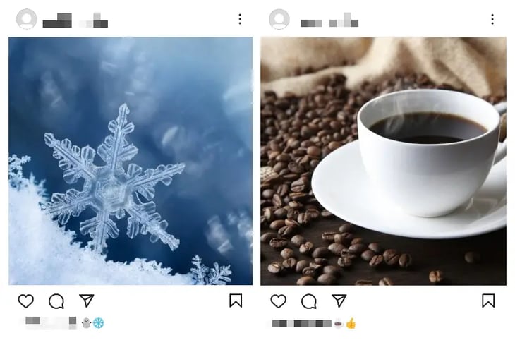 Instagramのキャプションには絵文字を単体で活用するのも方法の一つで、文字やハッシュタグだけでは表現できないニュアンスを伝えられます