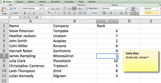 Add a comment to a cell in Excel