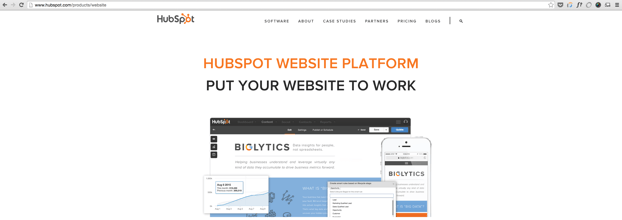HubSpotのウェブサイト一例