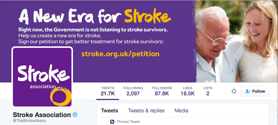 Stroke AssociationのTwitterページ
