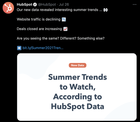 HubSpotのTwitterを活用したコンテンツマーケティング、コンテンツマーケティングの例