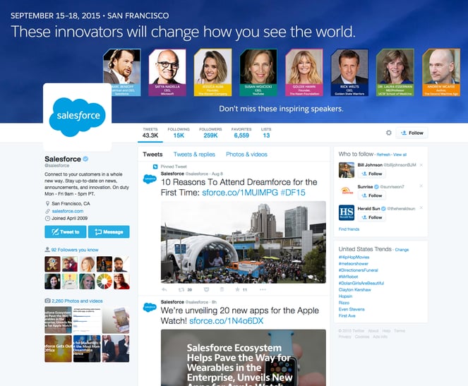 SalesforceのTwitterブランドページの背景画像