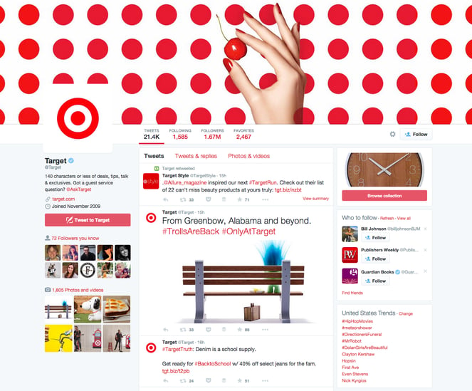 TargetのTwitterブランドページの背景画像