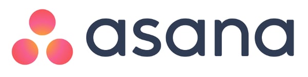 ブランド名の横にオレンジとピンクの3つの円が配置されたAsanaのロゴ