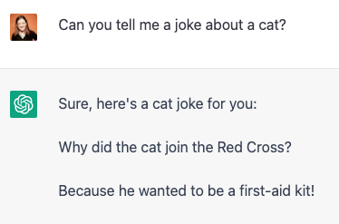 「面白いネコのジョークを教えて」と質問