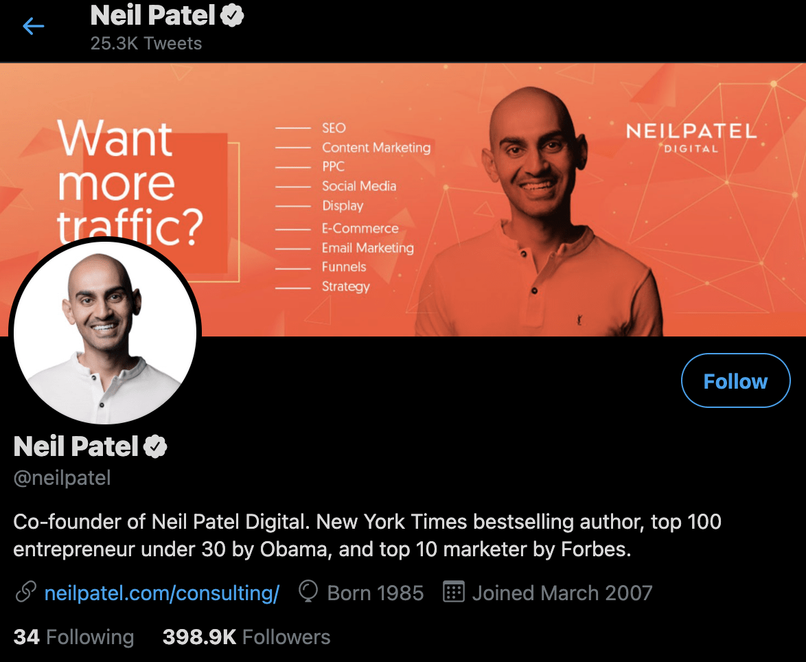 Neil Patel氏、Twitterでフォローしておきたいコンテンツマーケター