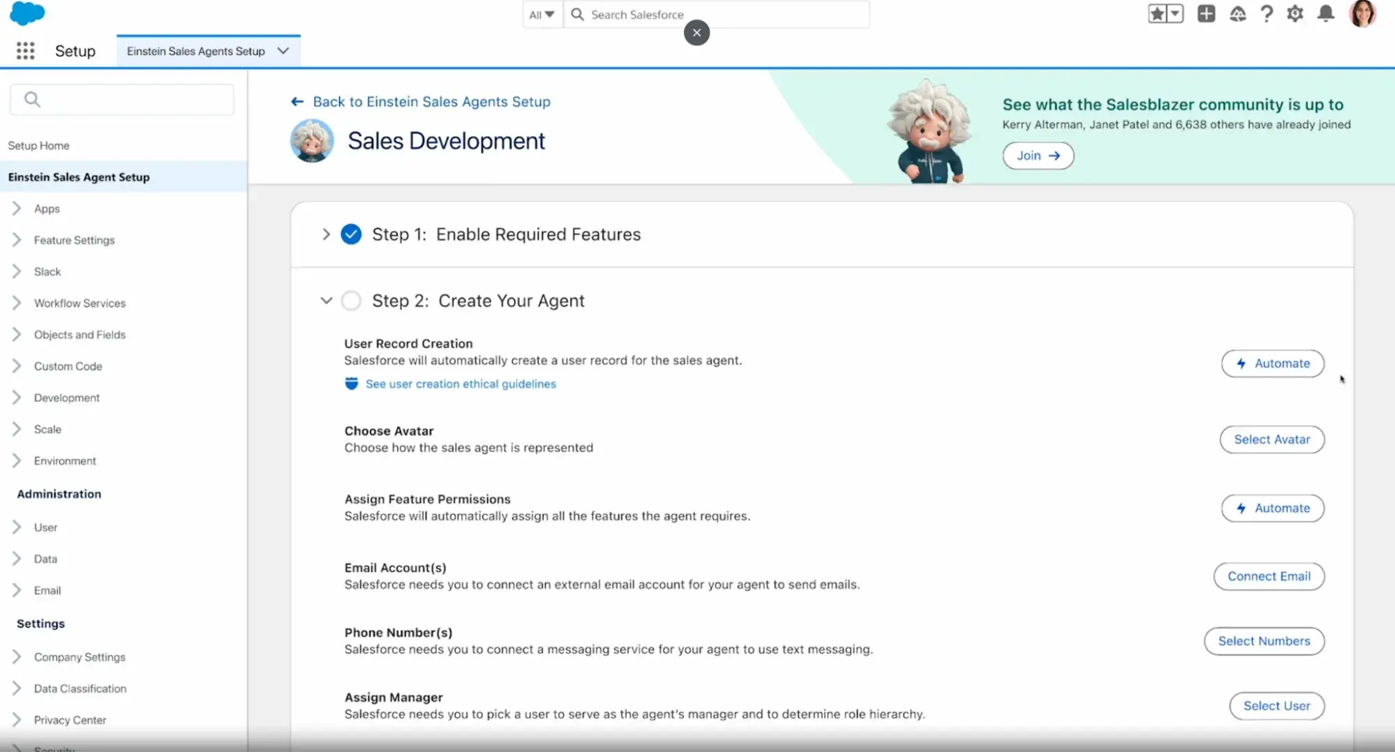 マーケティング向けAIエージェント、Agentforceのエージェントインターフェース